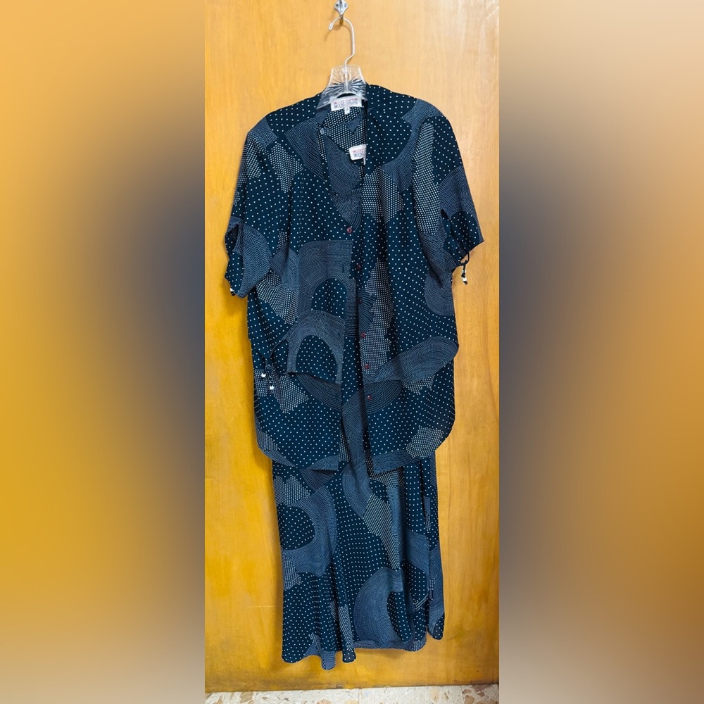 BROOKE CHAPMAN, Navy Polka Dot Button-Up Set, Size 14